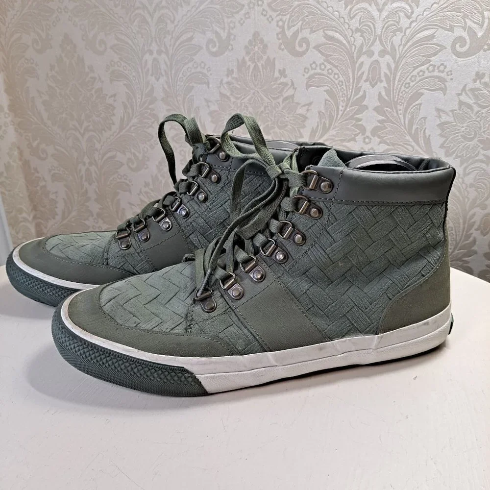 Generic Surplus Sierra Mens Size 10 Army Green Hi Top Suede Sneakers Basketweave